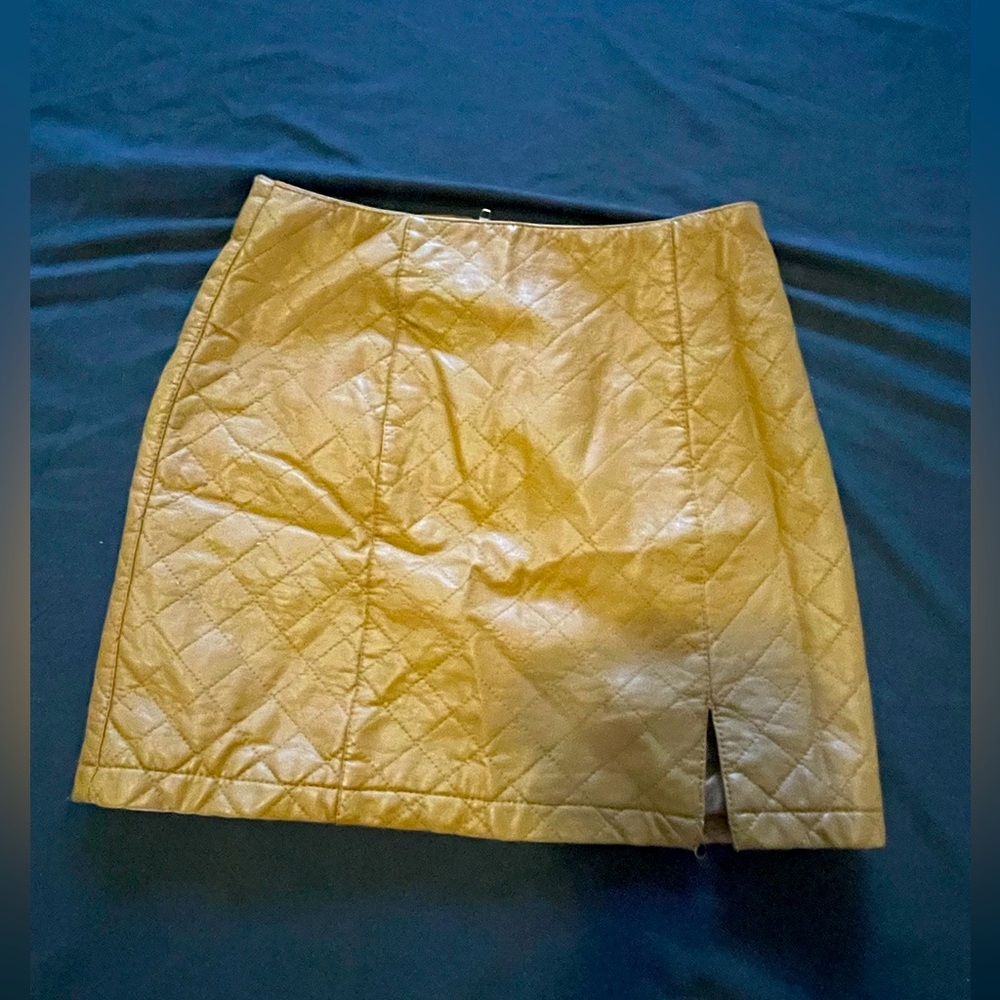Tan pleather skirt, size small .. $25